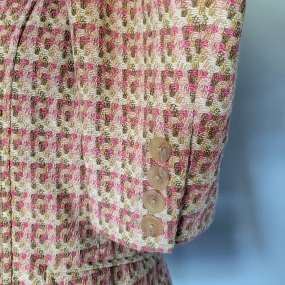 Talbots Wool Blend Tweed Blazer Italian Fabric Size 8 Pink - Picture 6 of 13